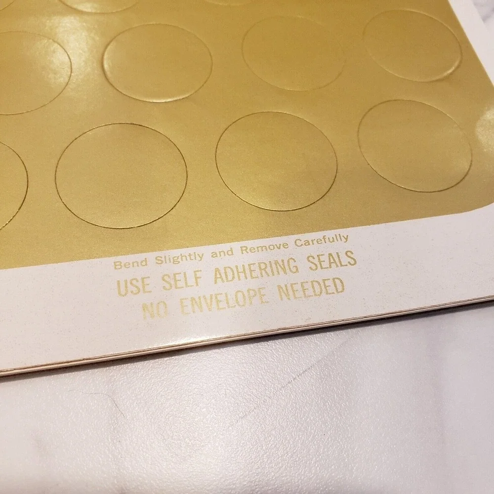 Vintage PRATT & AUSTIN Co. Seal 'N' Send Foldover Notes Poinsettias w/Gold Seal